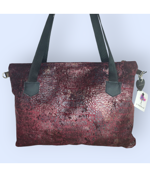 TOTE BAG IN TESSUTO GRIGIO MELANGE CON MANICI E TRACOLLA